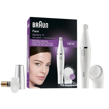 Braun Face 810 Mini Facial Epilator for Women, Cleansing Brush with Micro-Oscillations, Precise Root Hair Removal, Slim Head, Pore-Deep Cleansing, Cordless, White Braun Face 810 Mini Facial Epilator for Women, Cleansing Brush with Micro-Oscillations, Precise Root Hair Removal, Slim Head, Pore-Deep Cleansing, Cordless, White