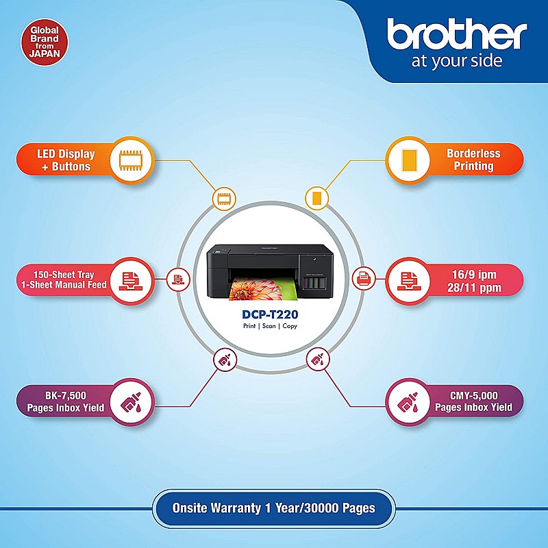 Brother DCP-T220 All-in One Ink Tank Refill System Printer