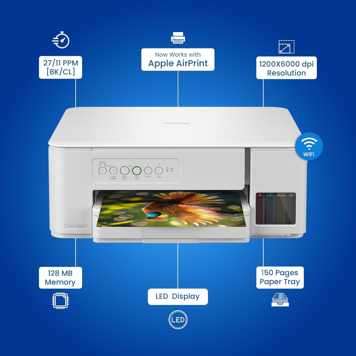 Brother DCP-T436W (New Launch) WiFi Multifunction Print Scan Copy Ink Tank Color Printer Brother DCP-T436W (New Launch) WiFi Multifunction Print Scan Copy Ink Tank Color Printer