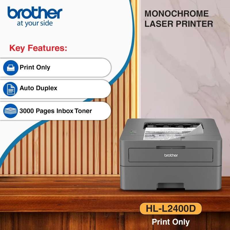 Brother HL-L2400D (New Launch) Automatic Duplex Laser Printer with 30 Pages Per Minute Print Speed (Best in The Category), 64 MB Memory, 250 Sheet Paper Tray, USB Connectivity, 3,000 Pages Inbox Toner Brother HL-L2400D (New Launch) Automatic Duplex Laser Printer with 30 Pages Per Minute Print Speed (Best in The Category), 64 MB Memory, 250 Sheet Paper Tray, USB Connectivity, 3,000 Pages Inbox Toner