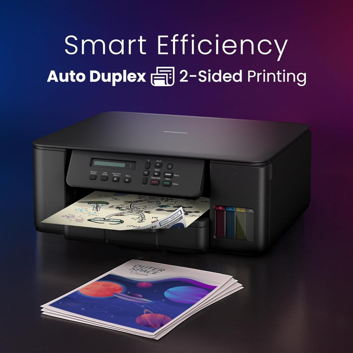 Brother Ink Tank DCP-T535DW New Launch (Print Scan Copy) WiFi Auto Duplex Printer, 128MB Memory, Print Pages Upto 15K in Black & 5K in Color Each (CMY) Get an Extra Black Ink Bottle, Free Installation