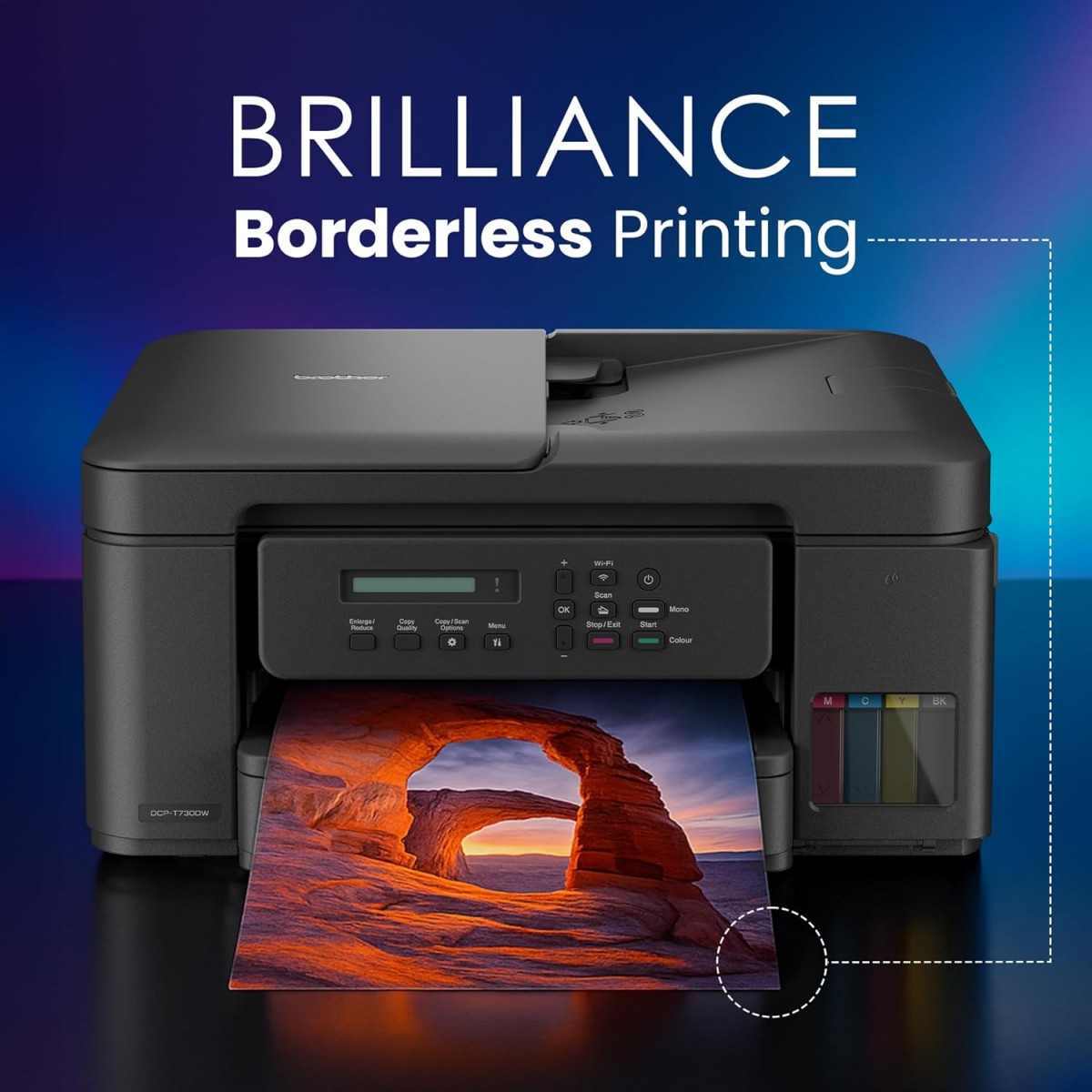 Brother Ink Tank DCP-T730DW (New Launch) WIFI Auto Duplex Color Multifunction Printer (Print Scan Copy), ADF, Print Upto 15K Pages Black & 5K in Color Each for(CMY), Extra Black Ink, Free Installation