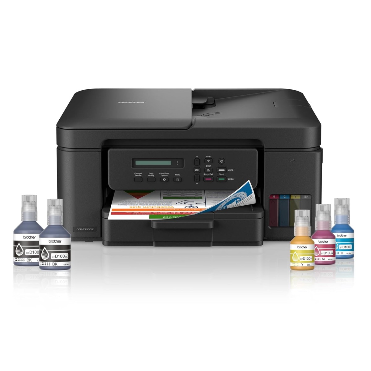 Brother Ink Tank DCP-T730DW (New Launch) WIFI Auto Duplex Color Multifunction Printer (Print Scan Copy), ADF, Print Upto 15K Pages Black & 5K in Color Each for(CMY), Extra Black Ink, Free Installation