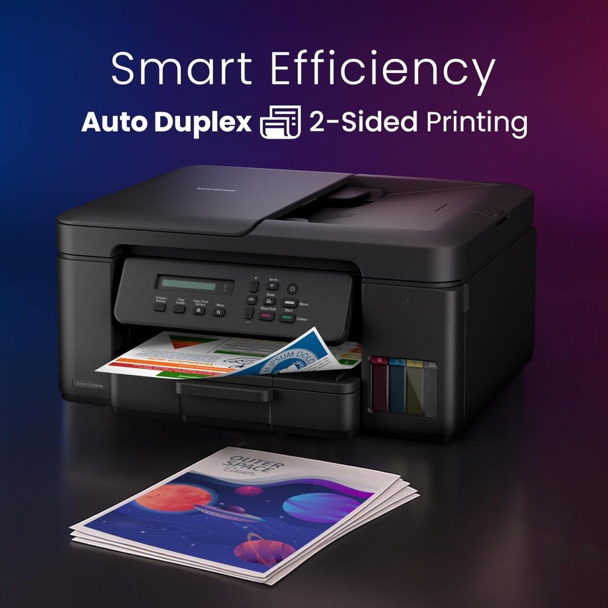 Brother Ink Tank DCP-T730DW (New Launch) WIFI Auto Duplex Color Multifunction Printer (Print Scan Copy), ADF, Print Upto 15K Pages Black & 5K in Color Each for(CMY), Extra Black Ink, Free Installation