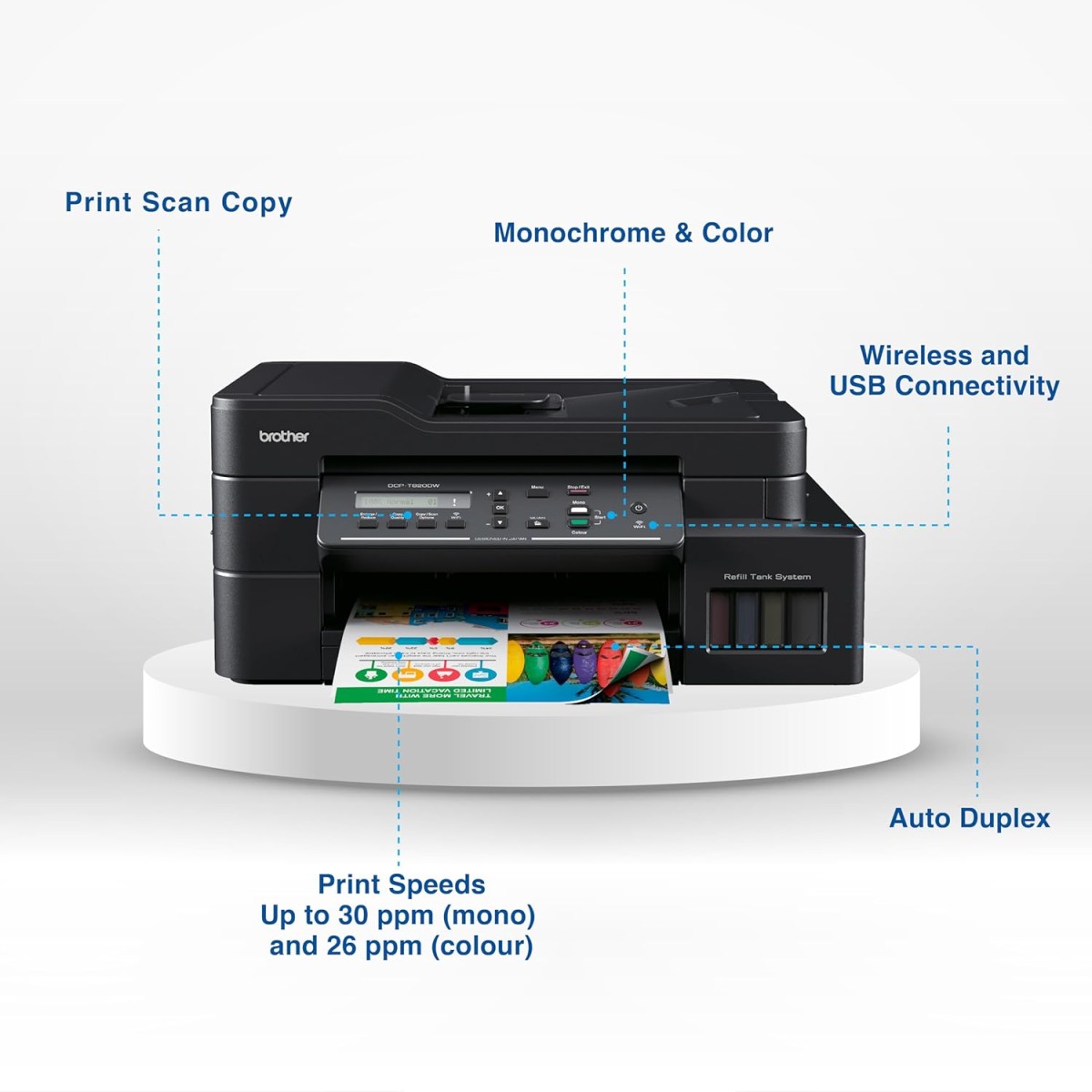 Brother Ink Tank DCP-T820DW WIFI Auto Duplex Color Multifunction Printer