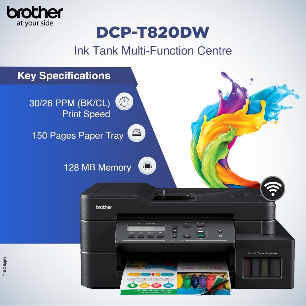 Brother Ink Tank DCP-T820DW WIFI Auto Duplex Color Multifunction Printer