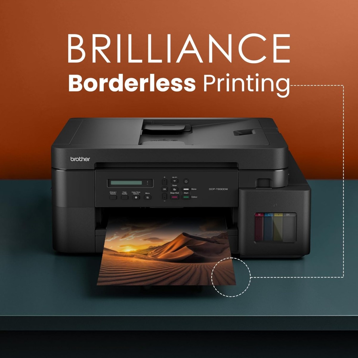Brother Ink Tank DCP-T830DW (New Launch) WIFI Auto Duplex Color Printer (Print Scan Copy),ADF,LAN, PrintUpto 15K Pages Black & 5K Color Each for(CMY),Extra Black Ink,80 Sheet MP Tray,Free Installation Brother Ink Tank DCP-T830DW (New Launch) WIFI Auto Duplex Color Printer (Print Scan Copy),ADF,LAN, PrintUpto 15K Pages Black & 5K Color Each for(CMY),Extra Black Ink,80 Sheet MP Tray,Free Installation