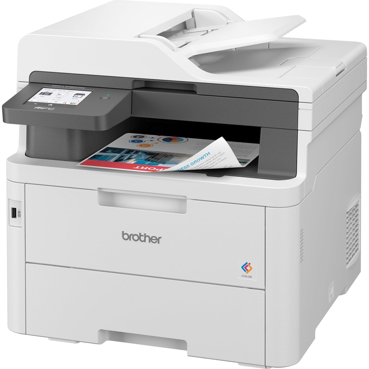 Brother MFC-L3760CDW (New Launch) Auto Duplex Color Laser Printer, 3.5” Touch Screen Display, (Print Scan Copy Fax), 512 MB Memory, ADF, WiFi Dual Band WiFi Direct LAN USB, 26 PPM, Free Installation