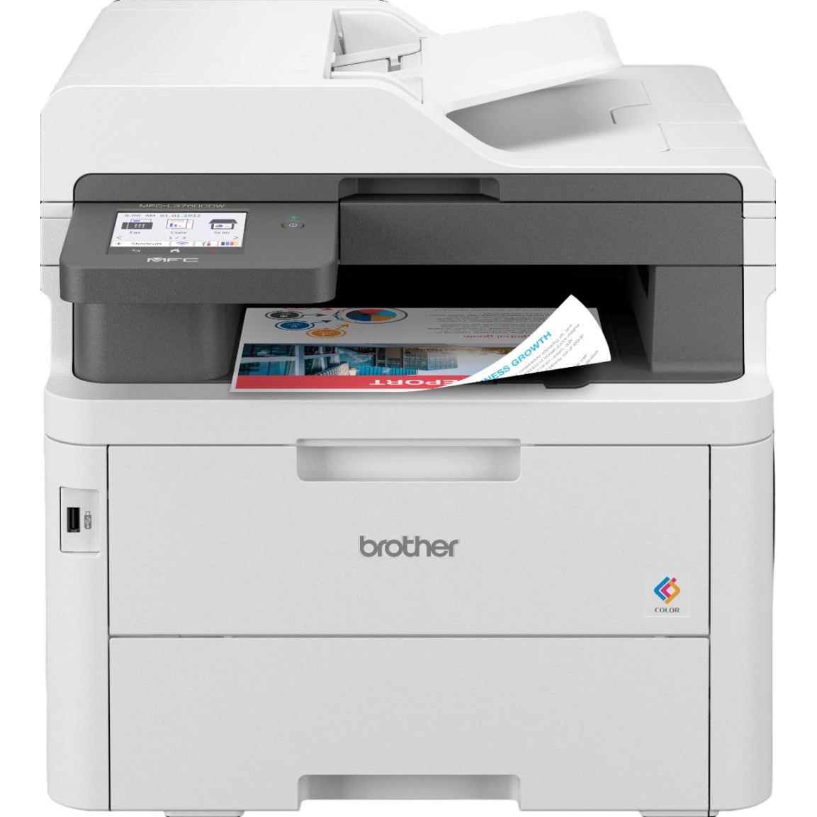 Brother MFC-L3760CDW (New Launch) Auto Duplex Color Laser Printer, 3.5” Touch Screen Display, (Print Scan Copy Fax), 512 MB Memory, ADF, WiFi Dual Band WiFi Direct LAN USB, 26 PPM, Free Installation