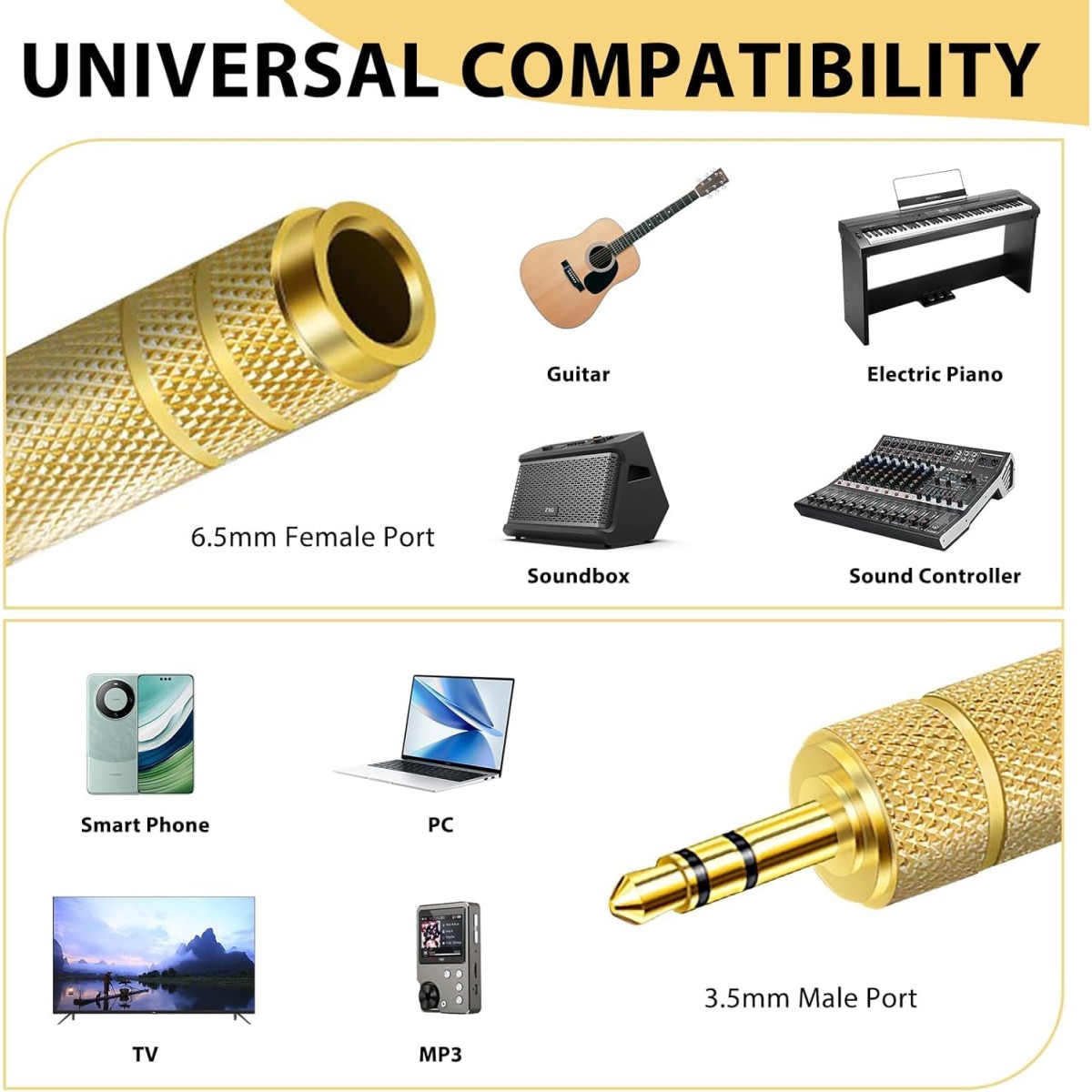 C & E-3.5mm Stereo Male to 6.3mm Stereo Female Adapter Converter