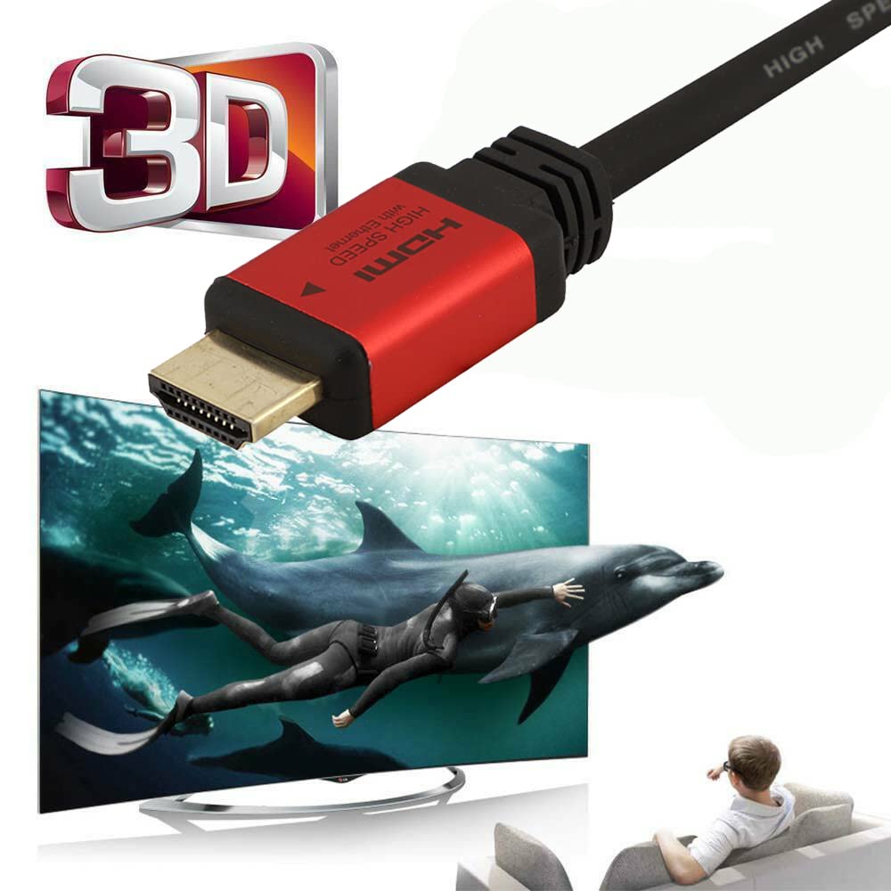 C & E 4K HDMI cord HDMI to HDMI cable @60Hz with Ethernet 3 ft Ultra /1.83 Meter 2.0 HDMI Cable (Compatible with HDTV, Red)