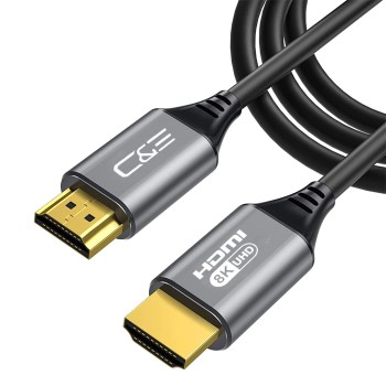 C & E 8K Hdmi 2.1 48Gbps Ultra High Speed Hdmi Cord 3ft [ 2-Pack] Support Dynamic HDR, eARC, Dolby Atmos, 8K60Hz, 4K120Hz, HDCP