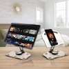 C-Thru 360° Rotating Tablet Stand Holder, Foldable Adjustable Tablet Holder for iPad pro, Kindle, Tab, Smartphone, and More(Transparent)