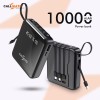 CALL MATE DX03 Power Bank 10000mAh Li-Polymer with 2.4 Fast Charging with 1 USB Port and 2 Input (Micro, Type C),Semi Digital Battery Indicator, in-Built 3 in 1 Detachable Cable (Black)