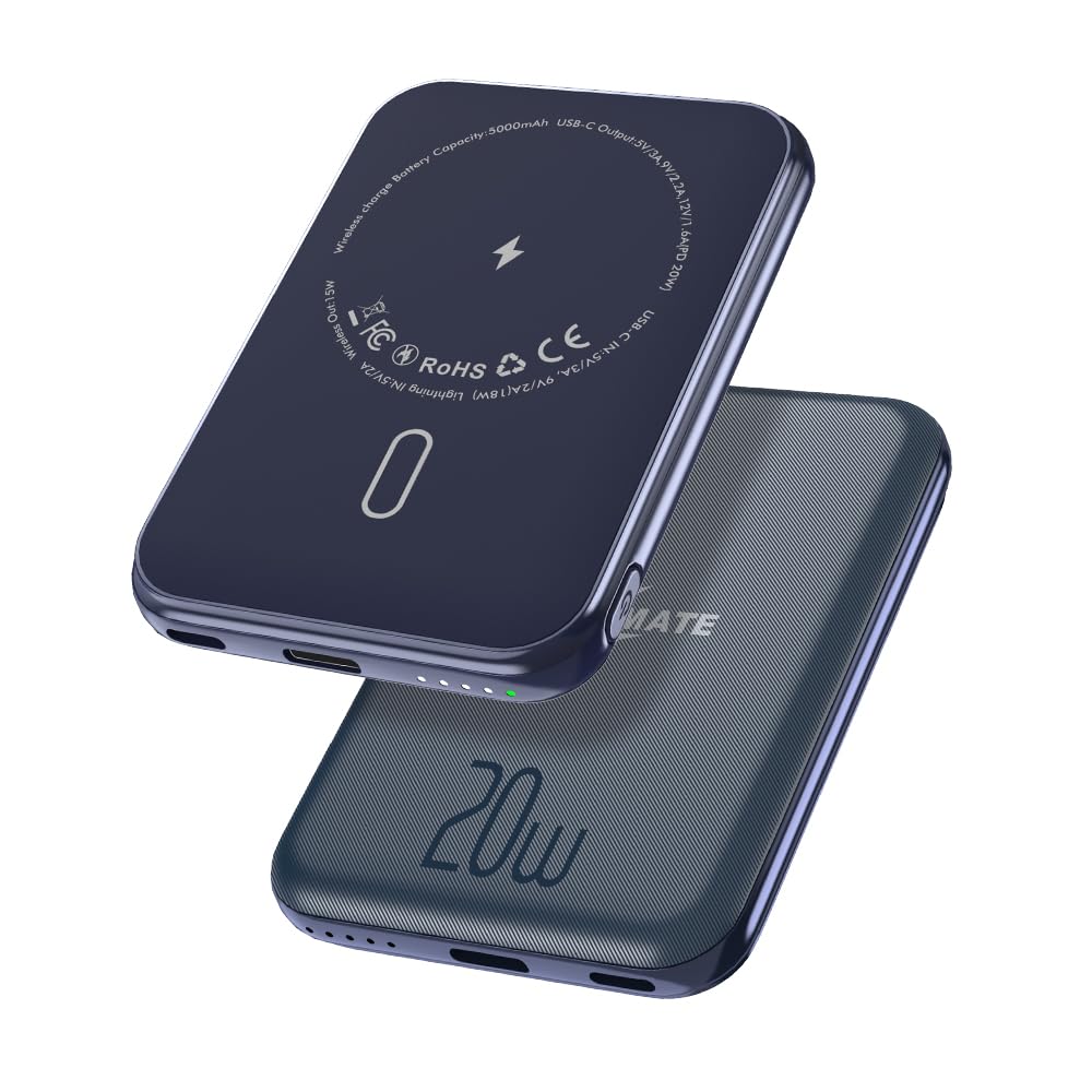 CALLMATE Magflow 5000Mah Maganetic Wireless Power Bank, 20W Fast Charging |Type-C 20W Pd | 15W Wireless Output | 2 Output & 2 Input | (Blue) CALLMATE Magflow 5000Mah Maganetic Wireless Power Bank, 20W Fast Charging |Type-C 20W Pd | 15W Wireless Output | 2 Output & 2 Input | (Blue)