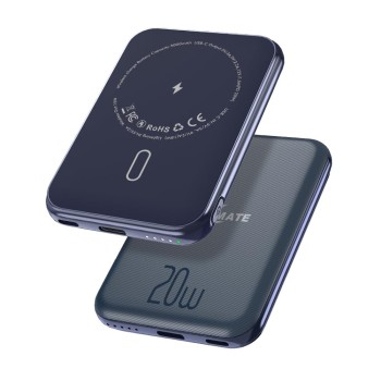 CALLMATE Magflow 5000Mah Maganetic Wireless Power Bank, 20W Fast Charging |Type-C 20W Pd | 15W Wireless Output | 2 Output & 2 Input | (Blue) CALLMATE Magflow 5000Mah Maganetic Wireless Power Bank, 20W Fast Charging |Type-C 20W Pd | 15W Wireless Output | 2 Output & 2 Input | (Blue)