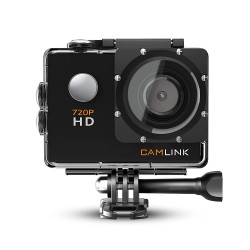 CAMLINK CL-AC11 720P Optical 12MP HD Action Camera Wide Angle Camcorder 30M Waterproof Sports Camera with Built-in Microphone, TFT LCD Screen (Black)