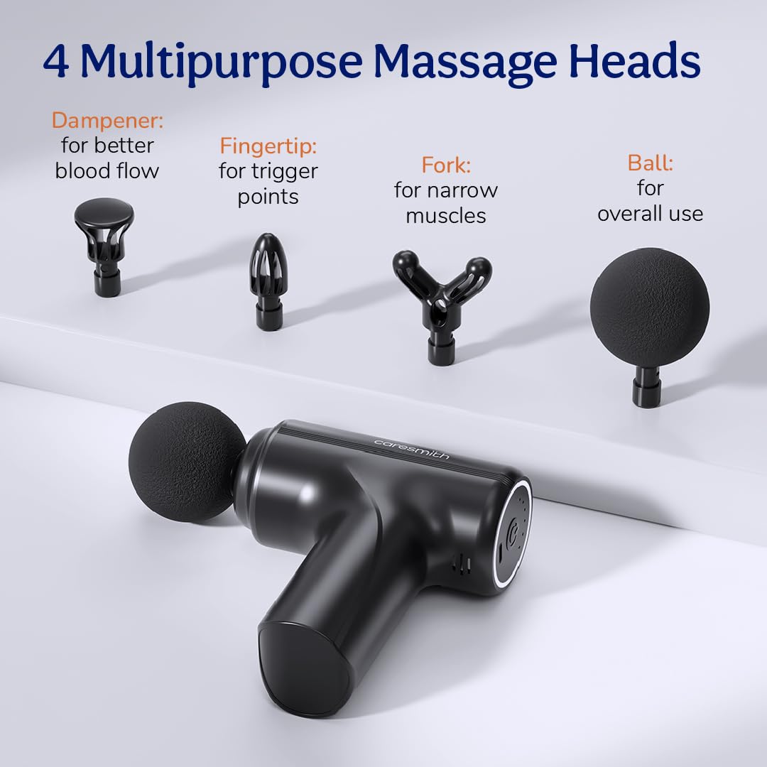 CARESMITH Charge Go Massage Gun | Body Massager for Pain Relief | Massage Gun for Back Leg & Full Body | 4 Specialized Heads For Full Body Pain Relief CARESMITH Charge Go Massage Gun | Body Massager for Pain Relief | Massage Gun for Back Leg & Full Body | 4 Specialized Heads For Full Body Pain Relief