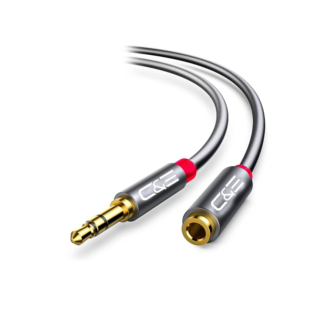 C&E CNE65251 1.5 FT(0.4 M) 3.5mm Aux Male to Female Extension Stereo Audio Cable Grey (1.5 Feet/0.4 Meters) Compatible