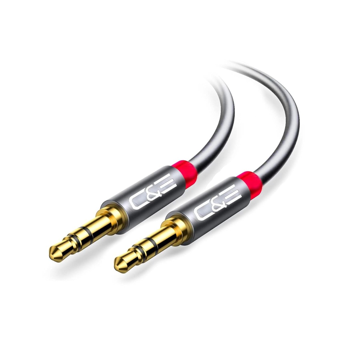 C&E CNE721545 1.5ft(0.4M) 3.5mm Aux Male to Male Extension Stereo Audio Cable Grey (1.5 Feet/0.4 Meters) (2 Pack)