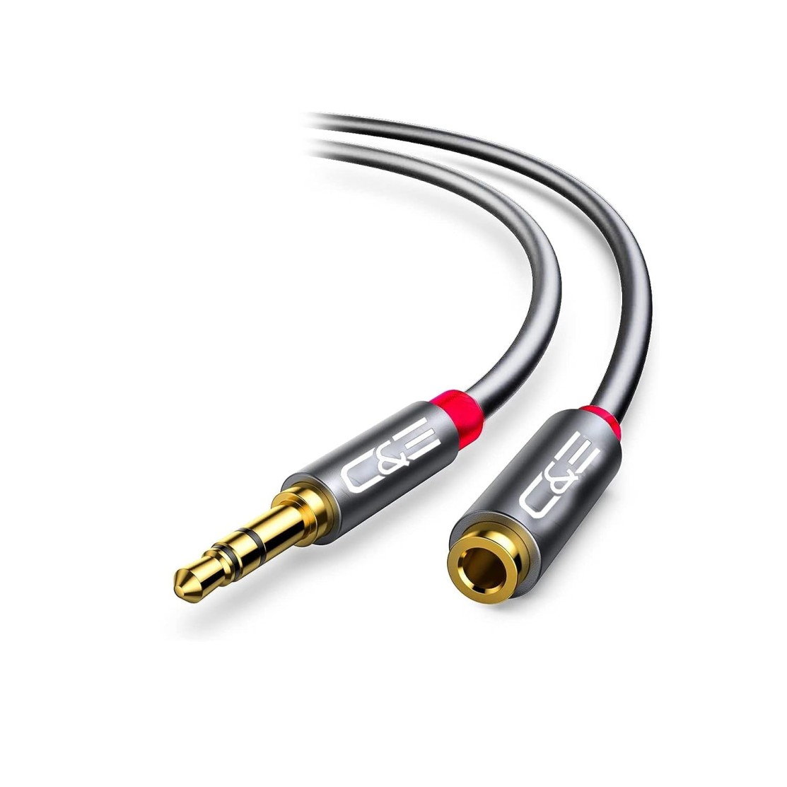 C&E CNE721545 1.5ft(0.4M) 3.5mm Aux Male to Male Extension Stereo Audio Cable Grey (1.5 Feet/0.4 Meters) (2 Pack)