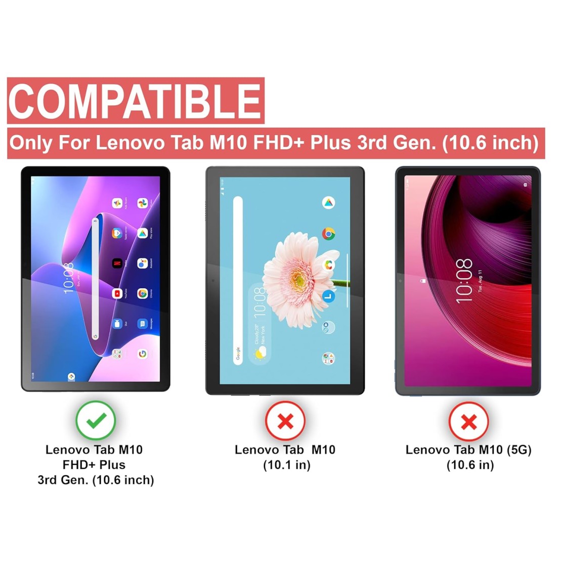 CEDO Lenovo Tab M10 FHD+ Plus 3rd Gen (10.6 inch) Flip Cover | Leather Finish | 360 Degree Rotate Back Cover Case (Black)