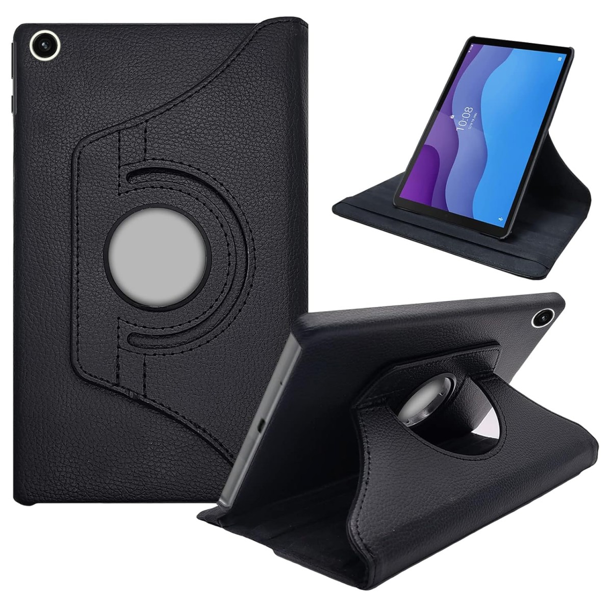 CEDO Lenovo Tab M10 HD 2nd Gen (10.1 inch) Flip Cover | Leather Finish | 360 Degree Rotate Flip Cover | Back Cover Case TB-X306 X/F (Black)