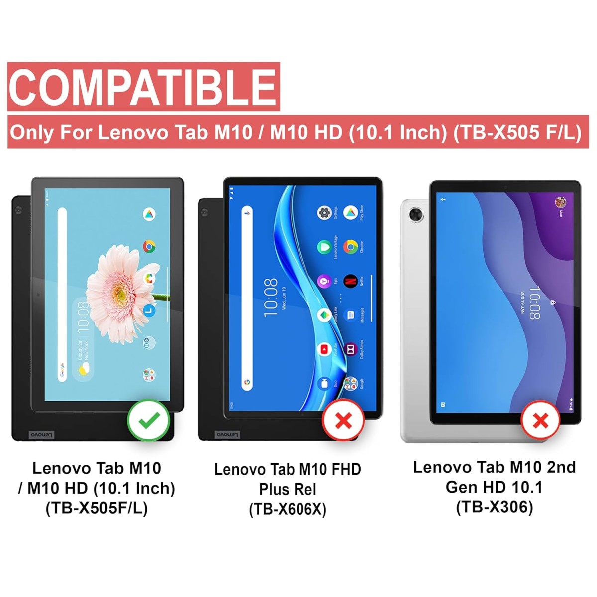 CEDO Lenovo Tab M10 / M10 HD (10.1 inch) Flip Cover | Leather Finish | 360 Degree Rotate Back Cover | Shockproof Back Cover Case TB-X505F/ L (Black)
