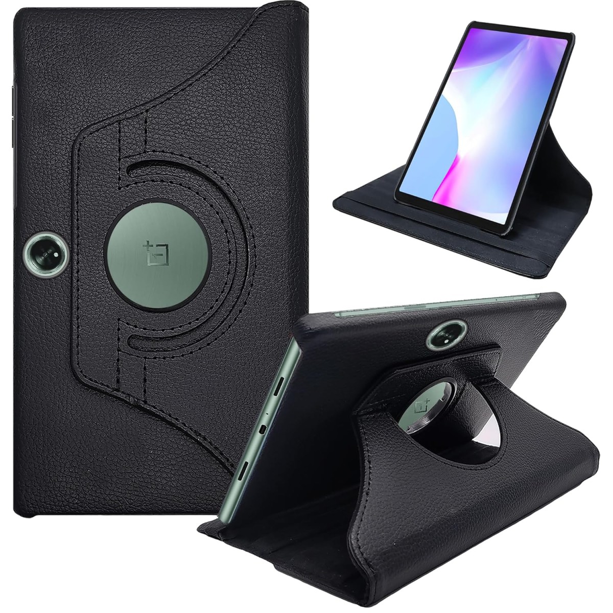 CEDO OnePlus Pad (11.6 inch) Flip Cover | Leather Finish | 360 Degree Rotate Back Cover Case for OnePlus Pad (11.6 inch) (Black)