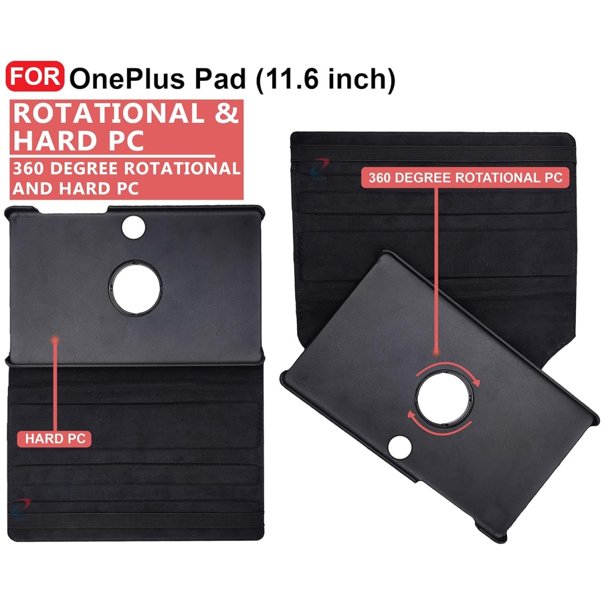 CEDO OnePlus Pad (11.6 inch) Flip Cover | Leather Finish | 360 Degree Rotate Back Cover Case for OnePlus Pad (11.6 inch) (Black)