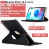 CEDO Realme Pad (10.4 inch) Flip Cover | Leather Finish | 360 Degree Rotate Back Cover | Shockproof Back Cover Case (Black)