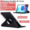 CEDO Realme Pad Mini (8.7 inch) Flip Cover | Leather Finish | 360 Degree Rotate Back Cover | Shockproof Back Cover Case for Realme Pad Mini (8.7 inch) (Black)