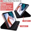 CEDO Redmi Pad (10.6 inch) Flip Cover | Leather Finish | 360 Degree Rotate Back Cover | Shockproof Back Cover Case for Xiaomi Redmi Pad (10.6 inch) (Black)