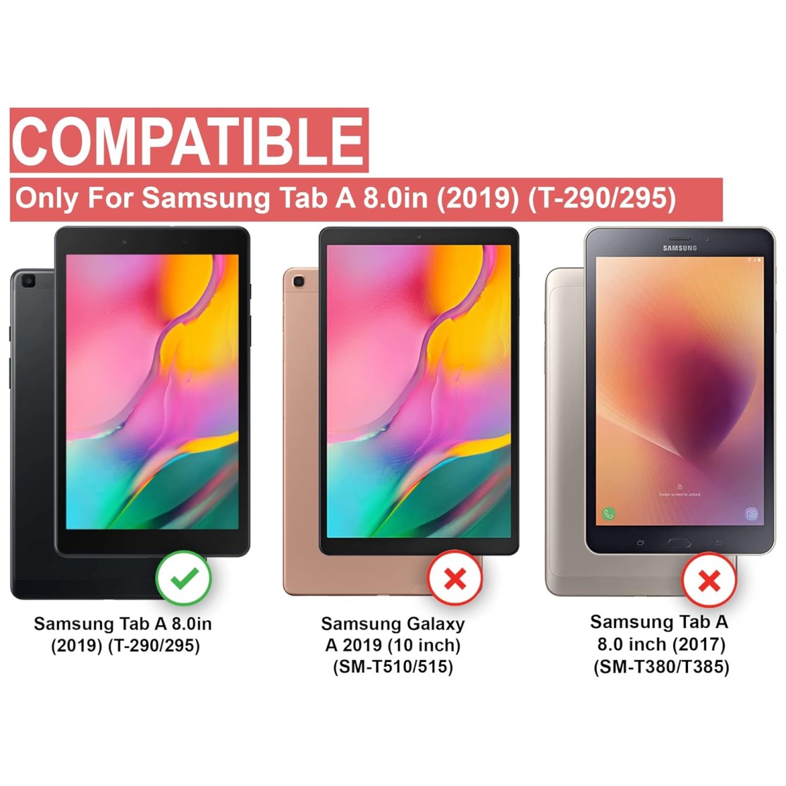 CEDO Samsung Tab A (8 inch) Flip Cover | Leather Finish | 360 Degree Rotate Back Cover | Shockproof Back Cover Case SM-T290 / SM-T295 (Black)