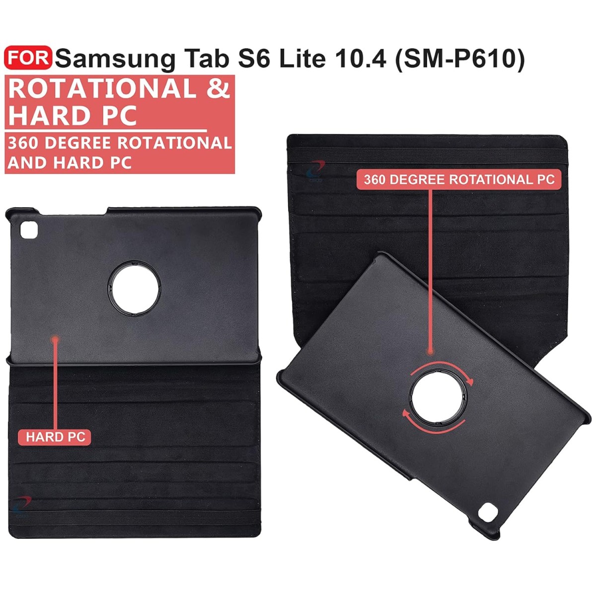 CEDO Samsung Tab S6 Lite (10.4 inch) Flip Cover | Leather Finish | 360 Degree Rotate Back Cover | Shockproof Back Cover SM-P610 / P615 (Black)