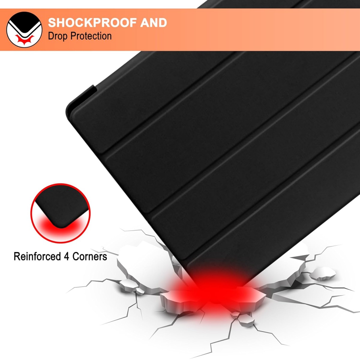 CEDO Tri-Fold Samsung Tab S9 / S9 Fe (10.9 in) Smart Case Flip Cover with Multi Viewing Angles Stand | Pencil Holder | Heat Dissipation | TPU Backcover (Black)