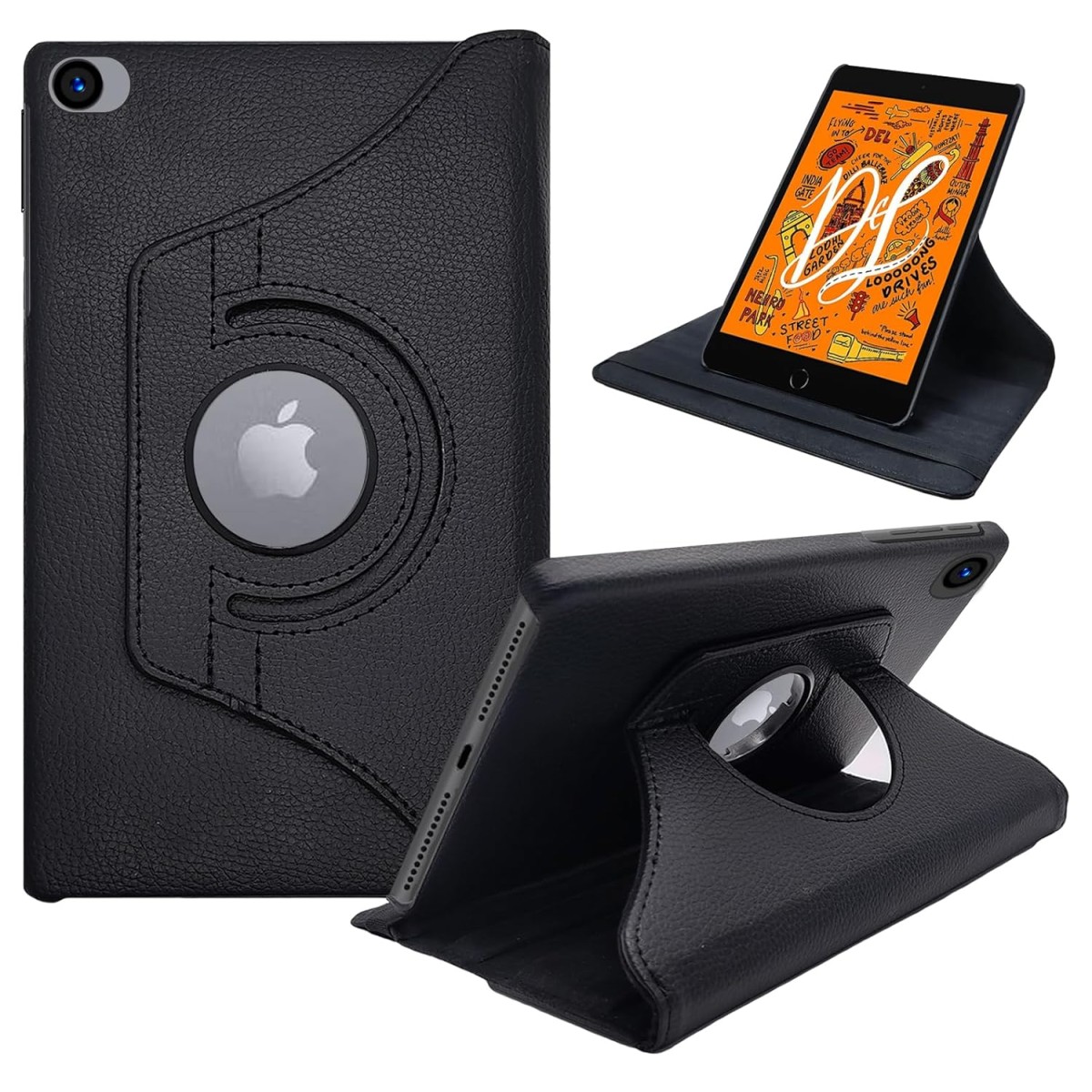 CEDO iPad Air/Air 2 / iPad Pro 9.7 inch (2016) Flip Cover | Leather Finish | 360 Degree Rotate Back Cover (Black)