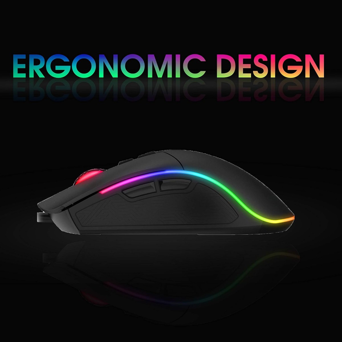 CHIPTRONEX Alpha X RGB Wired Gaming Mouse 6400 DPI 7 Programmable Button & Breathing Light Ergonomic Design USB Computer Mice Desktop Laptop PC Gaming