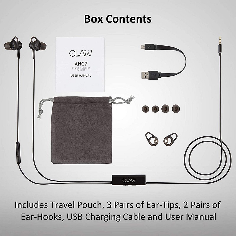 CLAW ANC7 Active Noise Cancelling Earphones with Microphone 