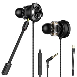 CLAW G11 Dual Driver Gaming Earphones with Adjustable Boom in-line Mic Black