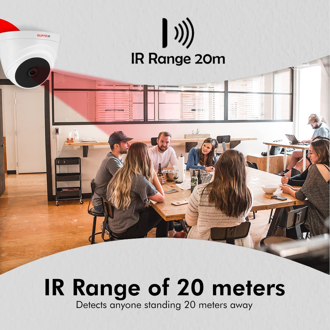 CP PLUS 1MP Full HD IR Dome Camera | 1/4.5'' 1MP PS CMOS Image Sensor| Max 30fps@720P | 3.6 mm Fixed Lens | IR Range of 20 Mtrs - CP-USC-DC10PL2-V2-0360