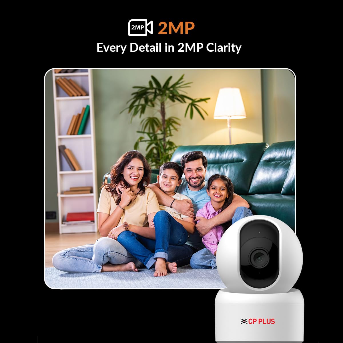CP PLUS 2MP Full HD Wi-Fi CCTV Camera for Home with Motion Tracking | Smart Detection Suite | Night Vision | Cloud Recording | View & Talk | Supports OK Google | CTC Cyber Secure | CP-E25Q