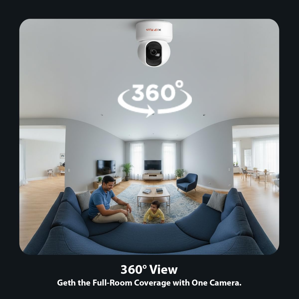 CP PLUS 2MP Full HD Wi-Fi CCTV Camera for Home with Motion Tracking | Smart Detection Suite | Night Vision | Cloud Recording | View & Talk | Supports OK Google | CTC Cyber Secure | CP-E25Q