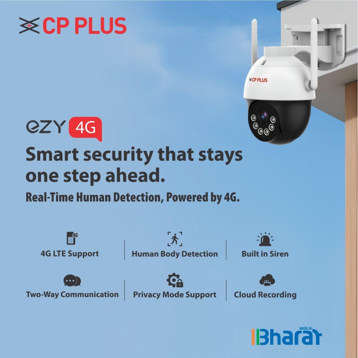 CP PLUS 3MP Outdoor CCTV Camera for Home | 4G SIM-Based Wireless Security Camera | CTC Cyber Secure Tech | Human Detection | Motion Alerts | IR Night Vision 30M | SD Card Recording | EZ-S35T CP PLUS 3MP Outdoor CCTV Camera for Home | 4G SIM-Based Wireless Security Camera | CTC Cyber Secure Tech | Human Detection | Motion Alerts | IR Night Vision 30M | SD Card Recording | EZ-S35T
