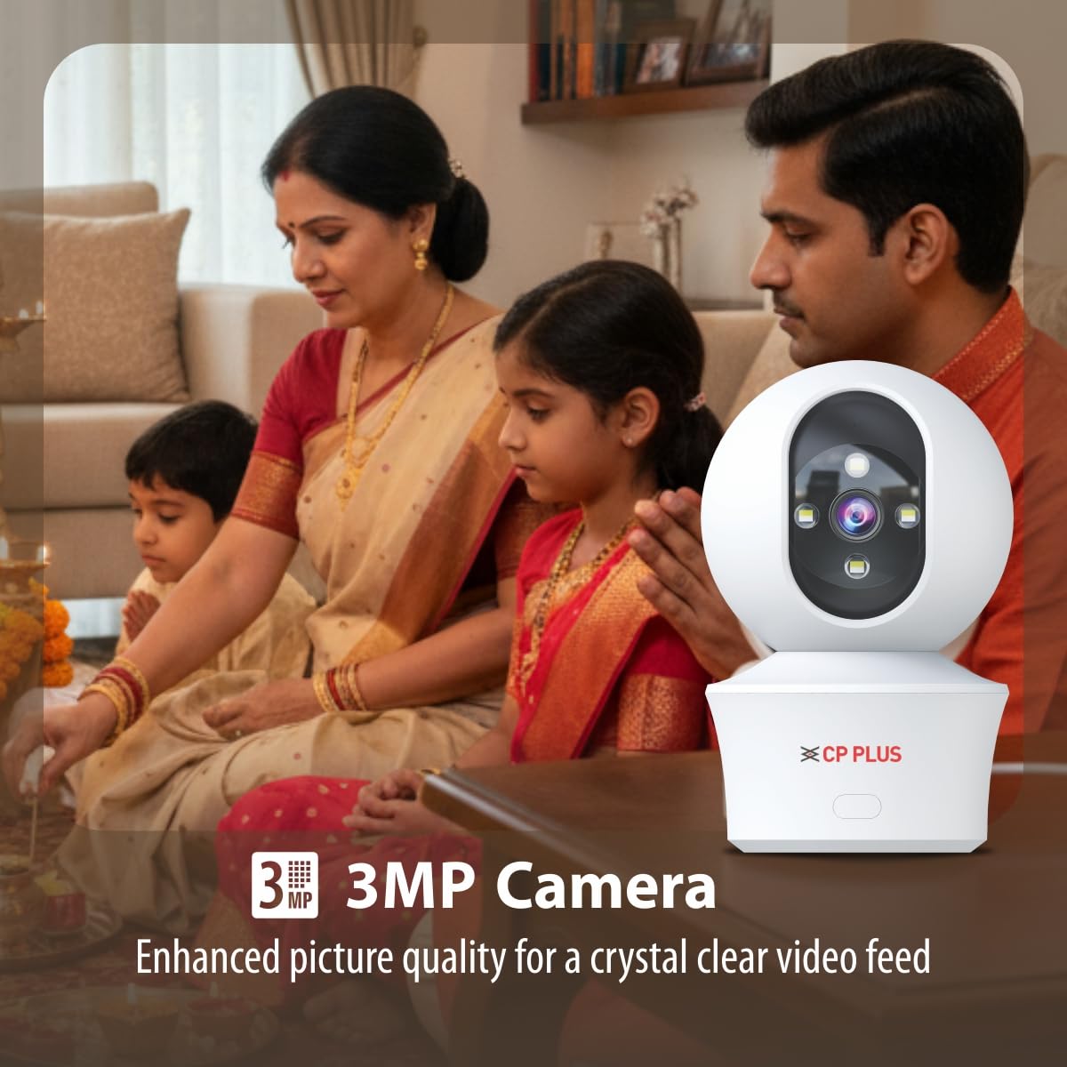 CP PLUS 3MP Smart Wi-Fi CCTV Camera for Home with 360° Pan & Tilt | View & Talk | Smart Detection Suite | Night Vision 30 Mtr | Cloud Recording | CTC Cyber Secure Tech | EZ-P34Q