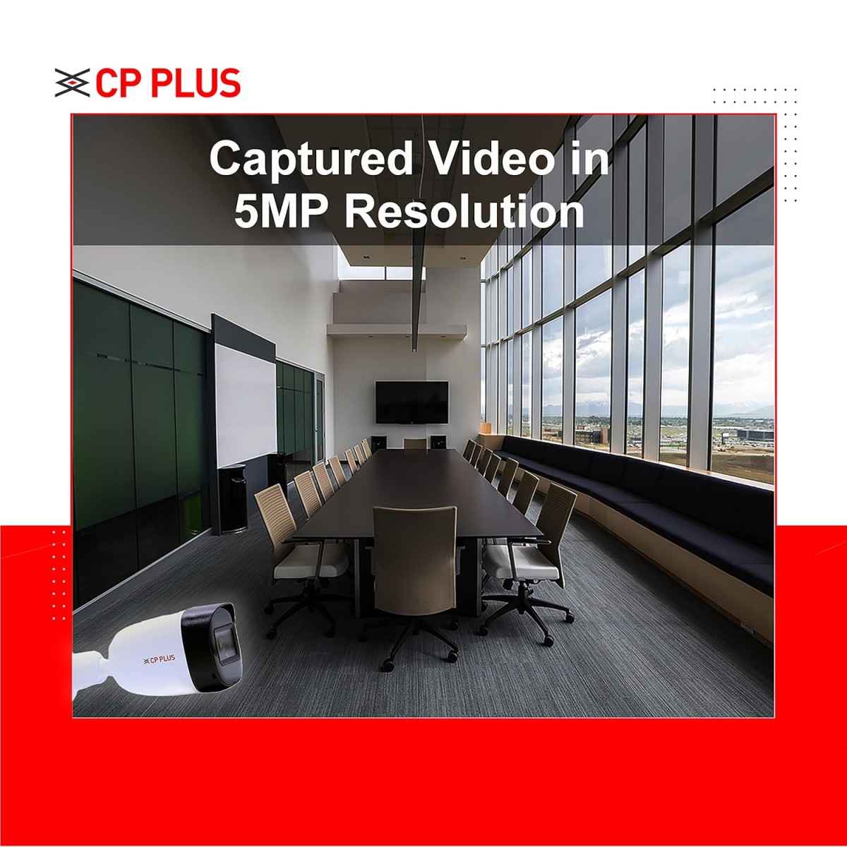 CP PLUS 5MP IR Outdoor Bullet Camera | 3.6MM Lens Up to 20M IR Distance | Max. 25fps@5MP (16:9 Video Output), White - CP-USC-TC51PL2-V3