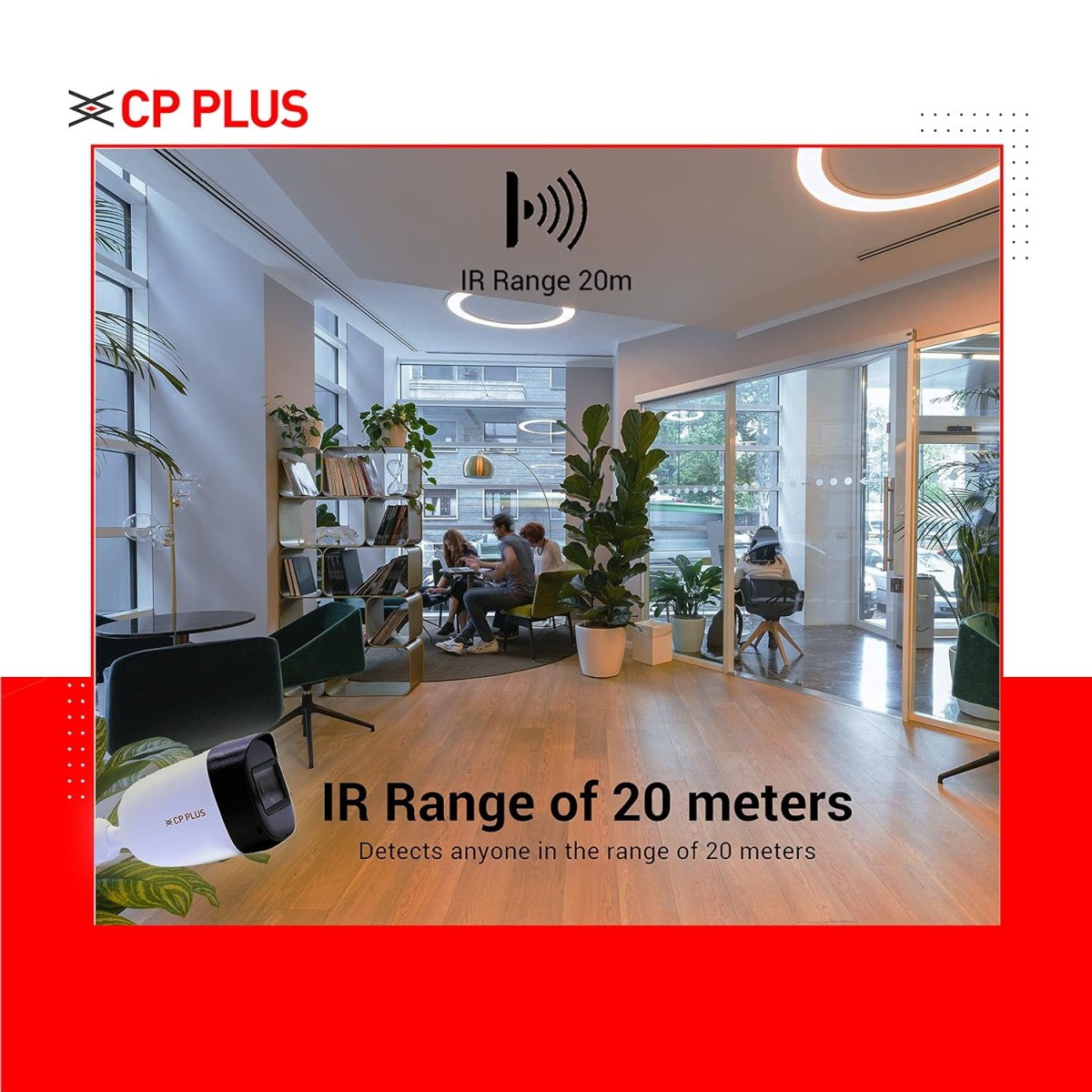 CP PLUS 5MP IR Outdoor Bullet Camera | 3.6MM Lens Up to 20M IR Distance | Max. 25fps@5MP (16:9 Video Output), White - CP-USC-TC51PL2-V3