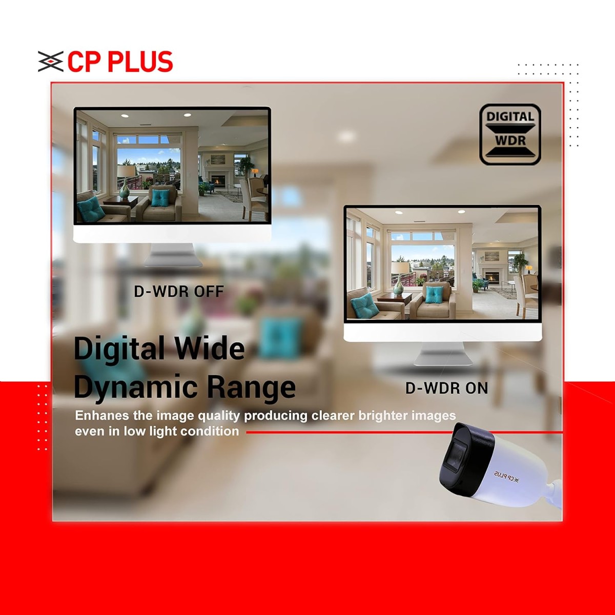 CP PLUS 5MP IR Outdoor Bullet Camera | 3.6MM Lens Up to 20M IR Distance | Max. 25fps@5MP (16:9 Video Output), White - CP-USC-TC51PL2-V3
