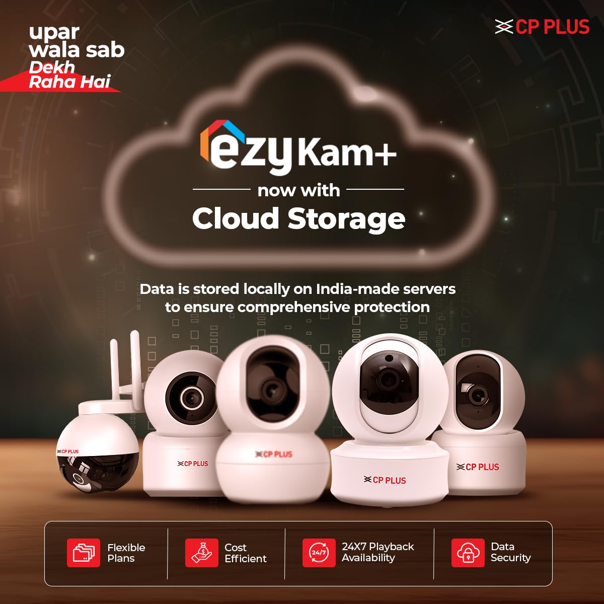 CP PLUS 8 MP Resolution Smart Wi-fi Ai CCTV Camera | 2 Way Talk | Human Body Detection & Motion Tracking Alert | Supports Vehicle & Crossline Detection Powered by Ai | Advanced Night Vision 