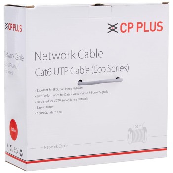 CP PLUS CP-FUT-6TSRH-100 Cat 6 Ethernet 100 meter Cable with high speed connectivity | Universal compatibility | Secure and Stable Connection | 24 AWG 4 Pair UTP Cable